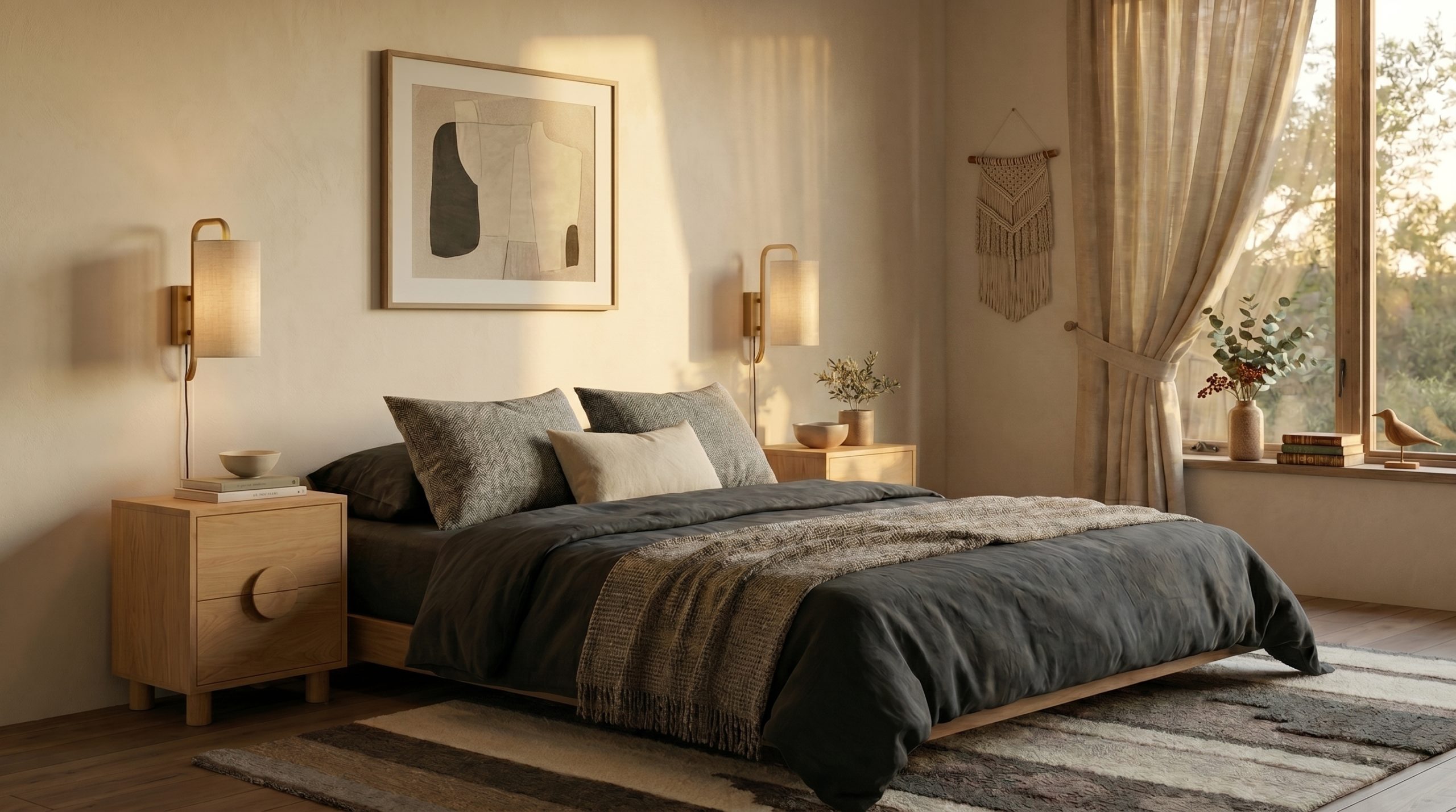Une chambre en teck et sable