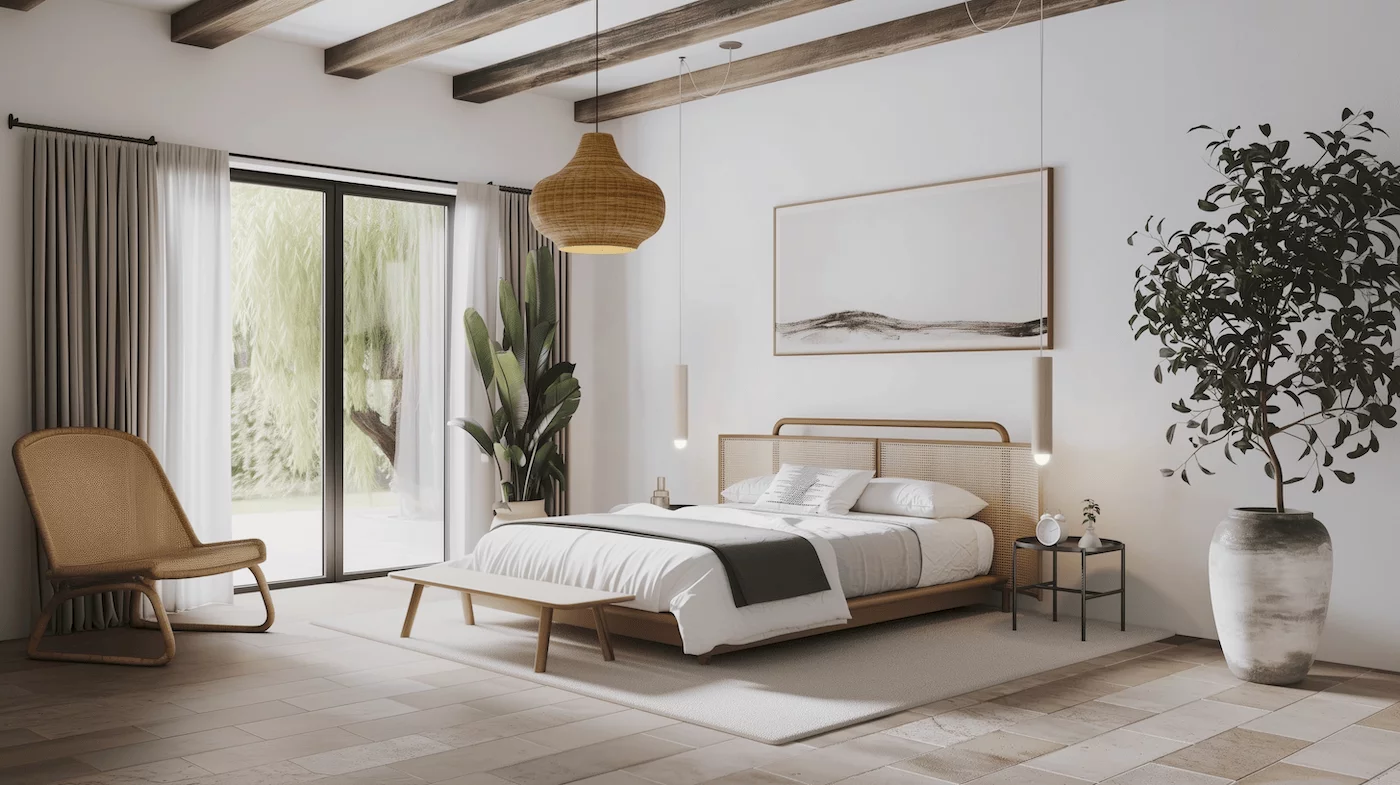 Atelier Xvi Japandi Zen Chambre Bois Clair Rotin Lin Lumiere Douce