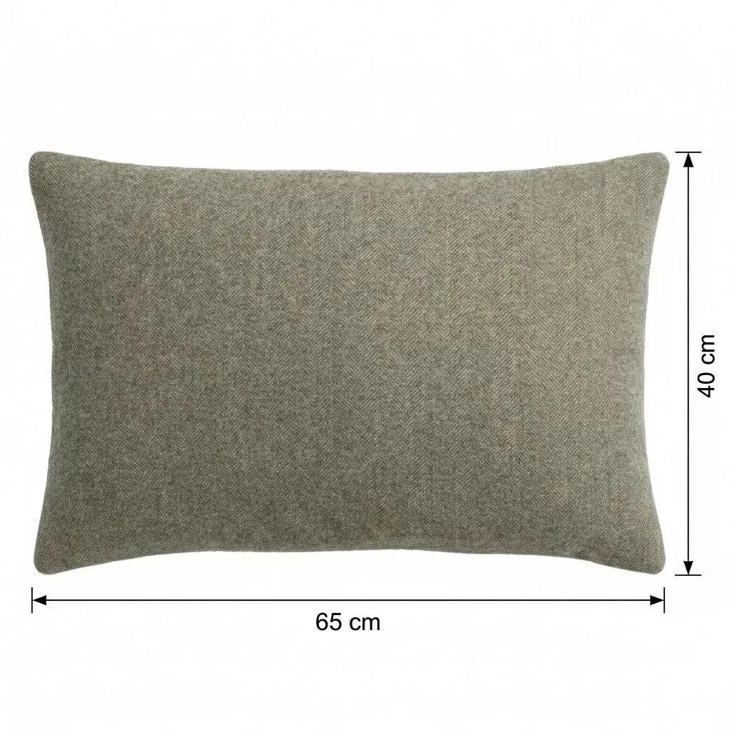 Schéma technique du coussin avec cotes : Longueur 65 cm et Hauteur 40 cm, format rectangulaire paysage