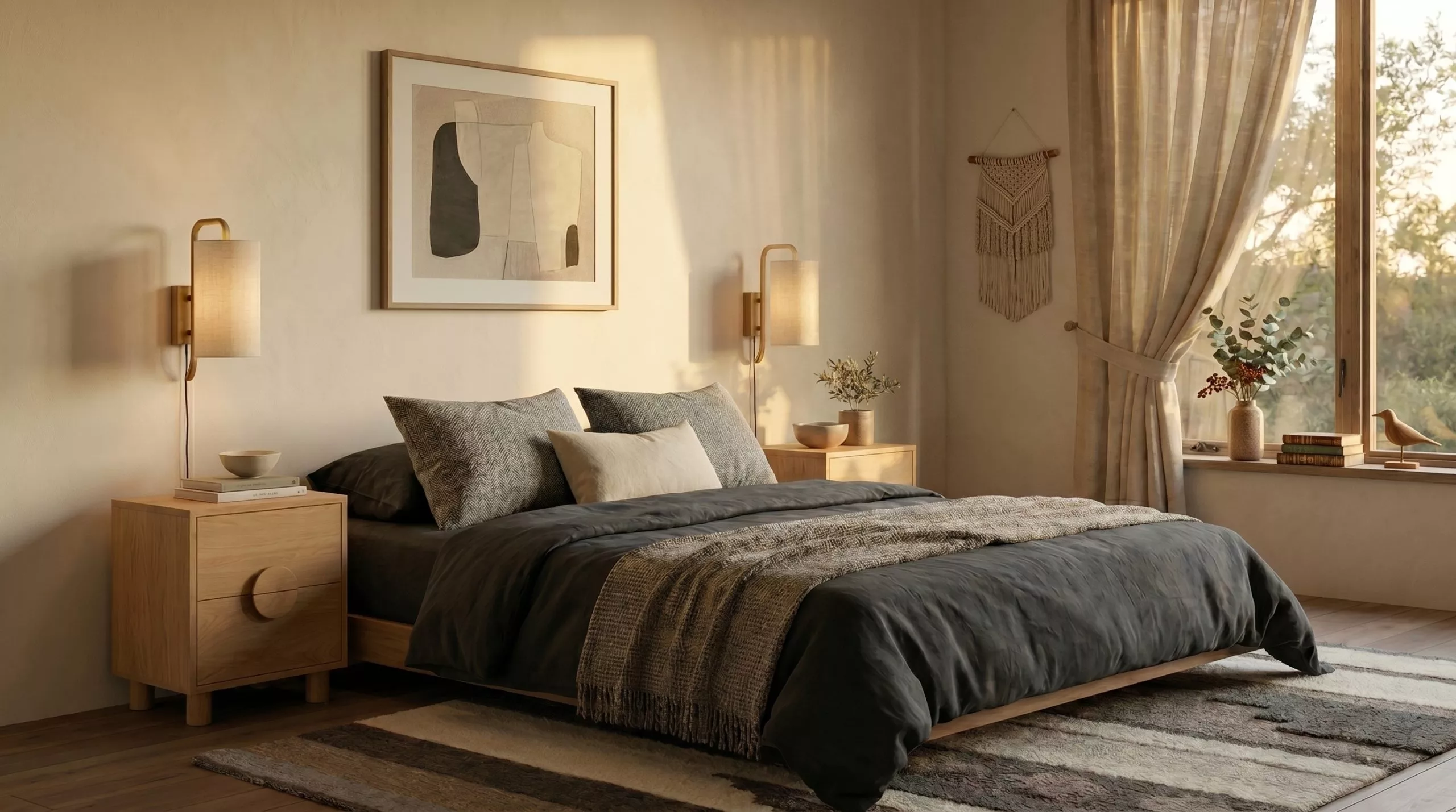 Une chambre en teck et sable